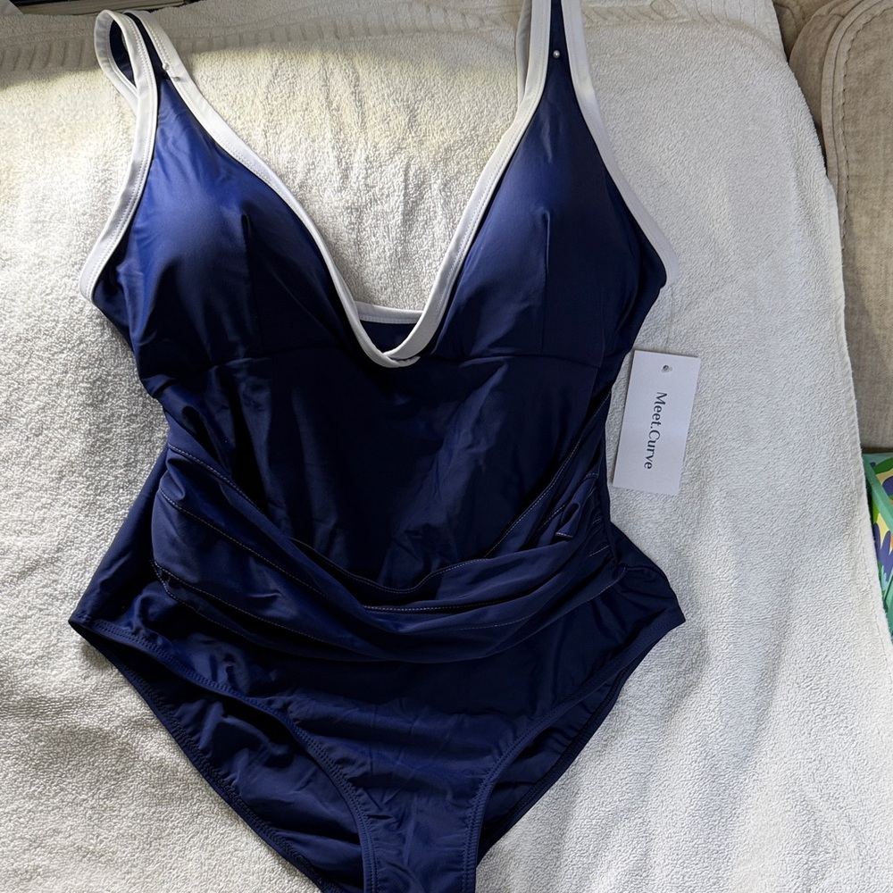 Meet.Curve Women's Elegant Navy One Piece Swimsuit